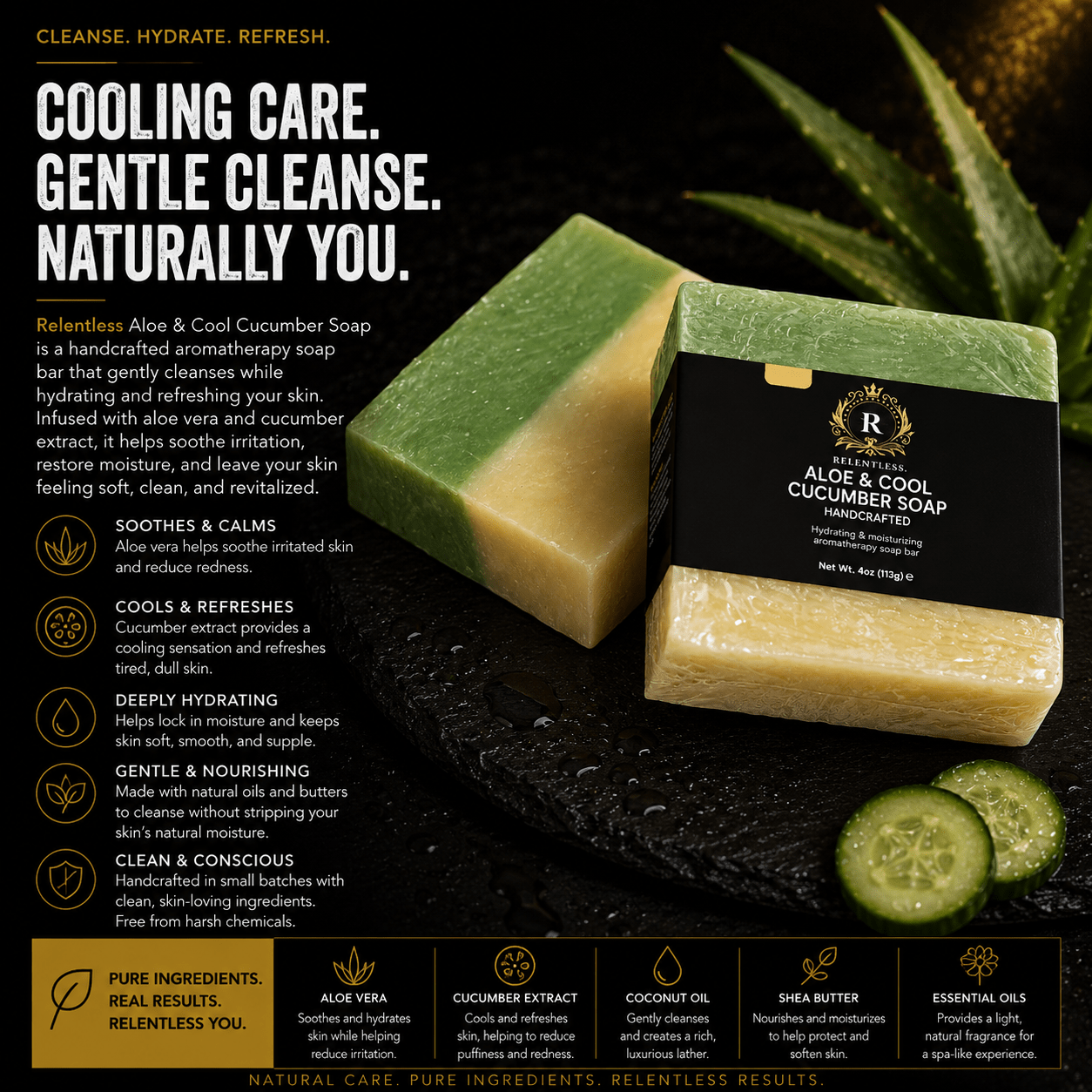 Aloe & Cool Cucumber Soap - Relentless Men's Skincare