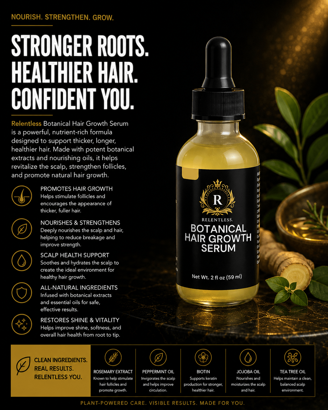 Botanical Hair Growth Serum - Relentless Men's Skincare