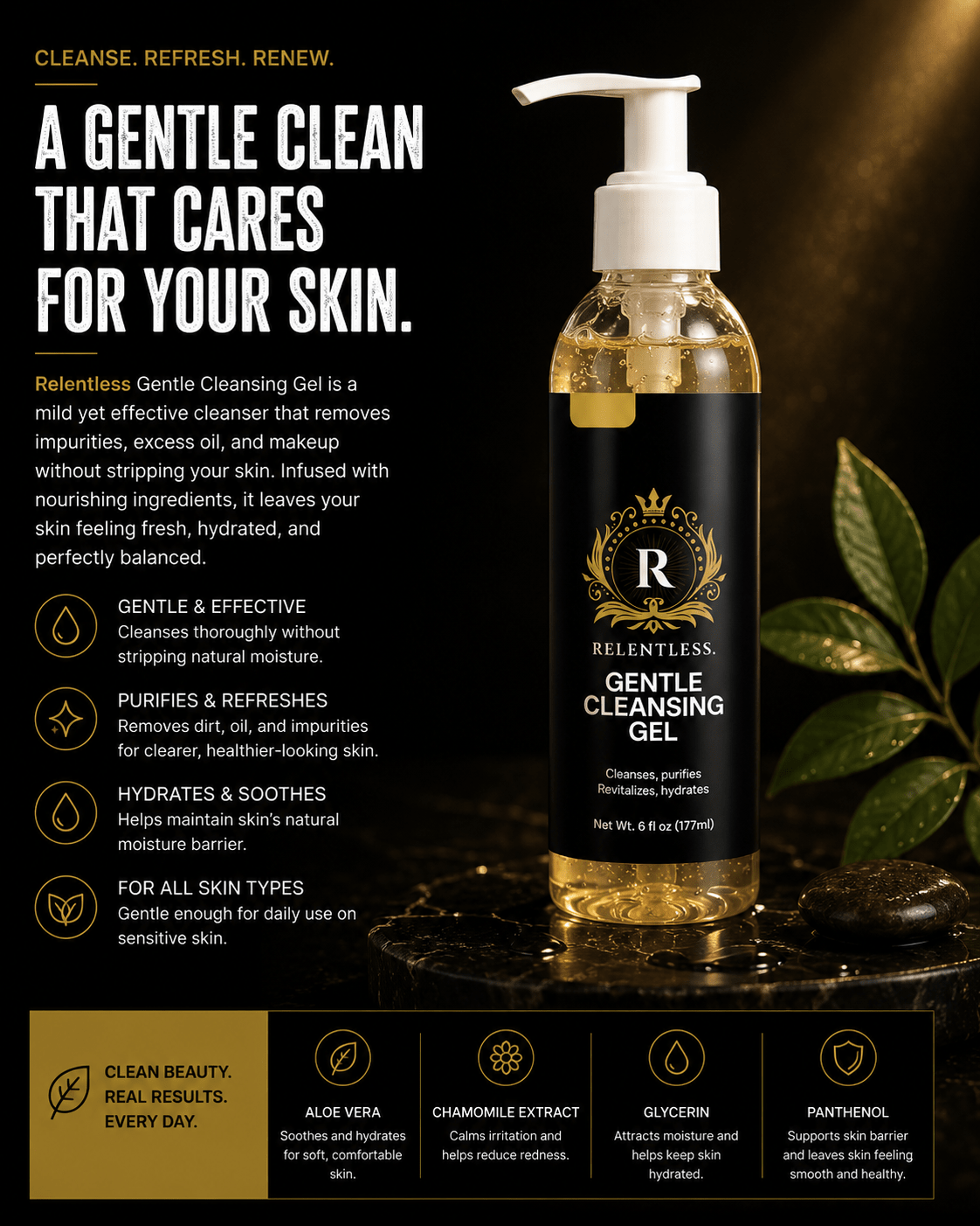 Gentle Cleansing Gel - Relentless Men's Skincare