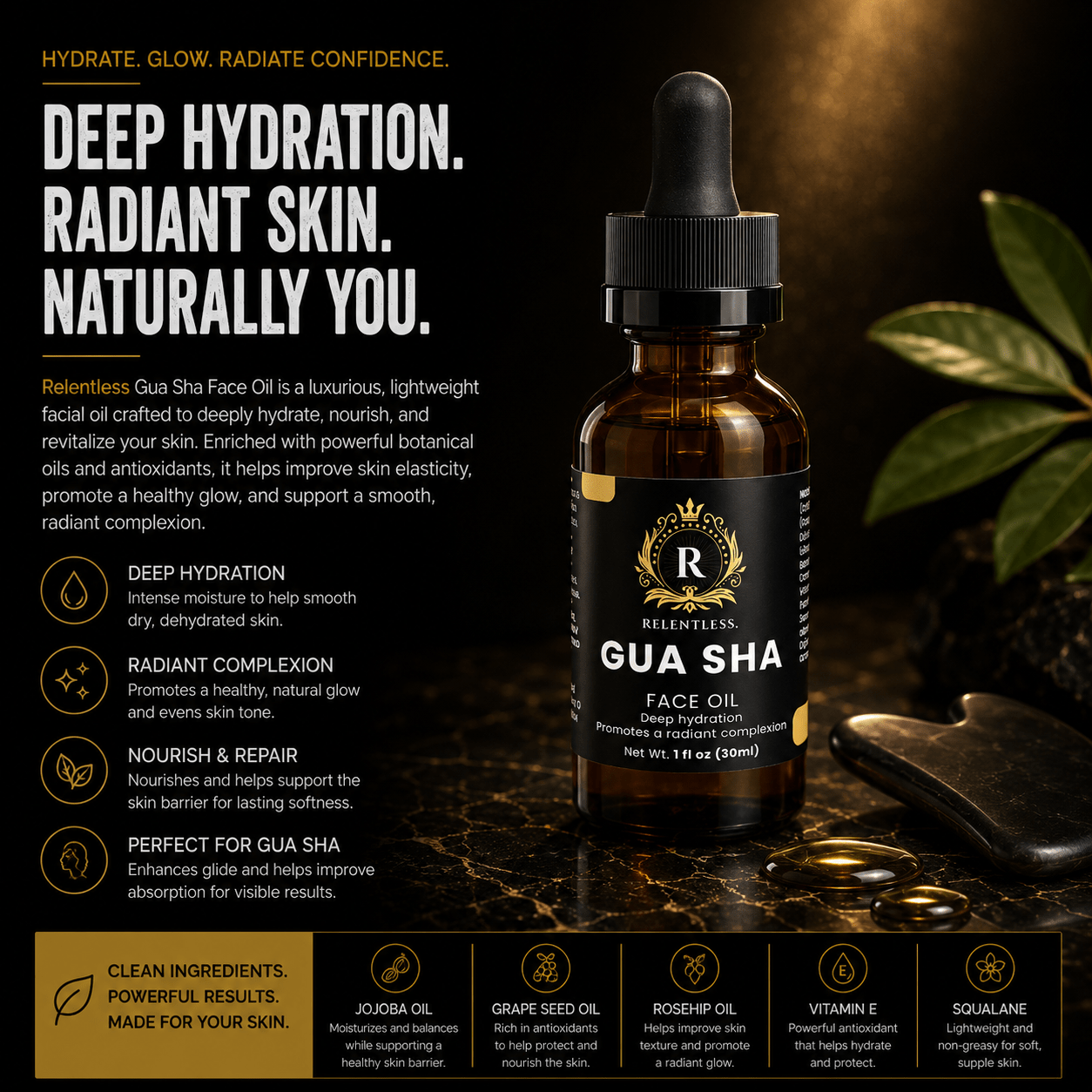 Gua Sha Face Oil - Relentless Men's Skincare
