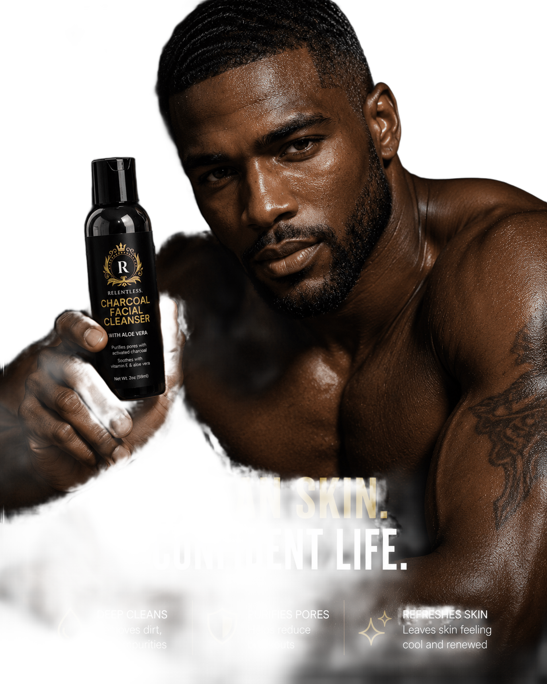 Relentless Men Charcoal Facial Cleanser 4-Pack