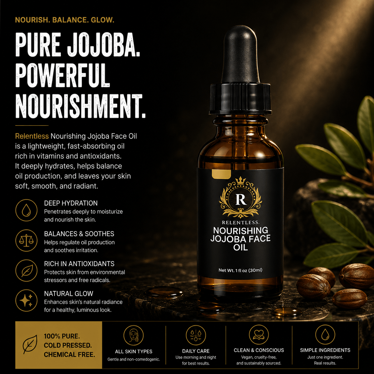 Nourishing Jojoba Face Oil - Relentless Men's Skincare