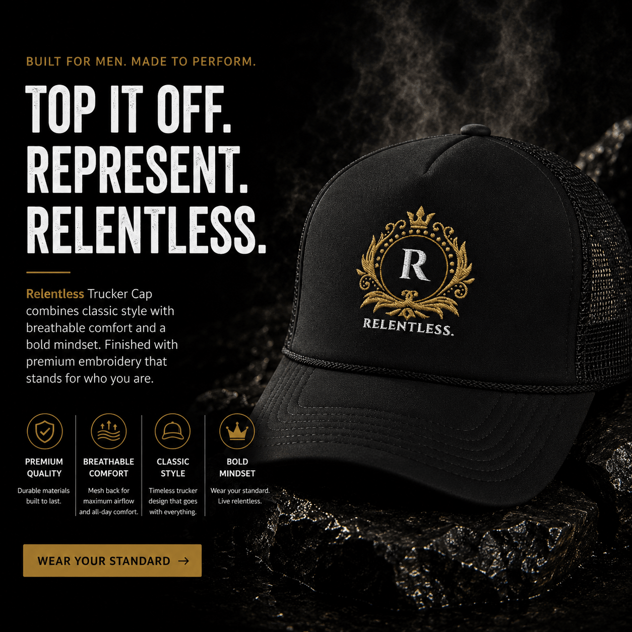 Relentless Foam trucker hat - Relentless Men's Skincare