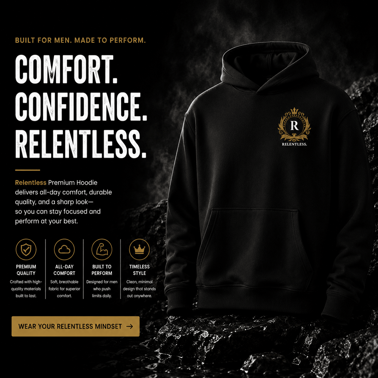 Relentless Oversized heavyweight hoodie - Relentless Men's Skincare